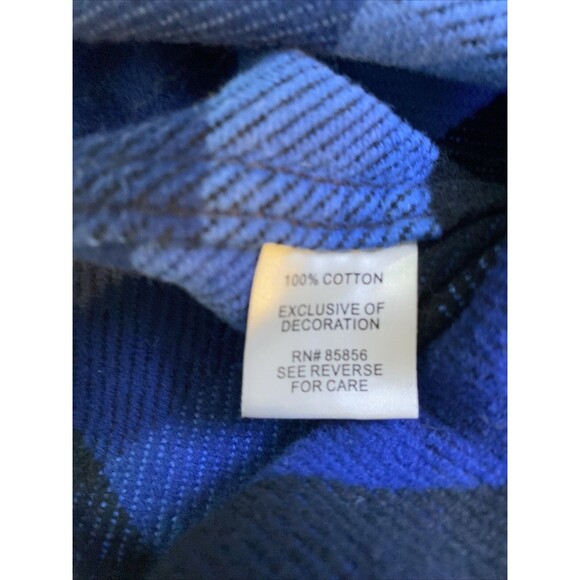 Gander Mountain Heavyweight Flannel Shirt Men's XLT Blue Plaid Cotton Shacket - Picture 8 of 9